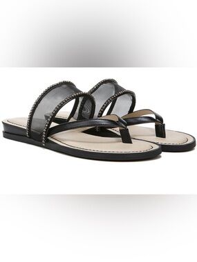 Life Stride Black Mesh & Rhinestone Thong Sandals